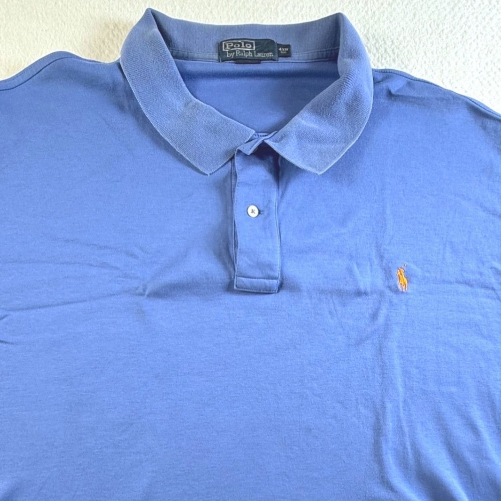 Polo Ralph Lauren Polo Shirt Mens 4XB Big Short Sleeve Pony Logo Blue VTG
